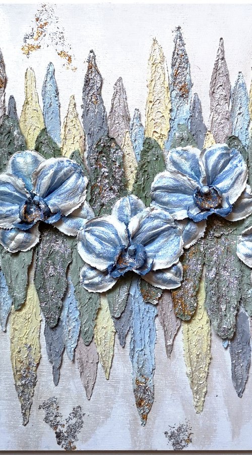 Blue and white orchid art by Irina Stepanova