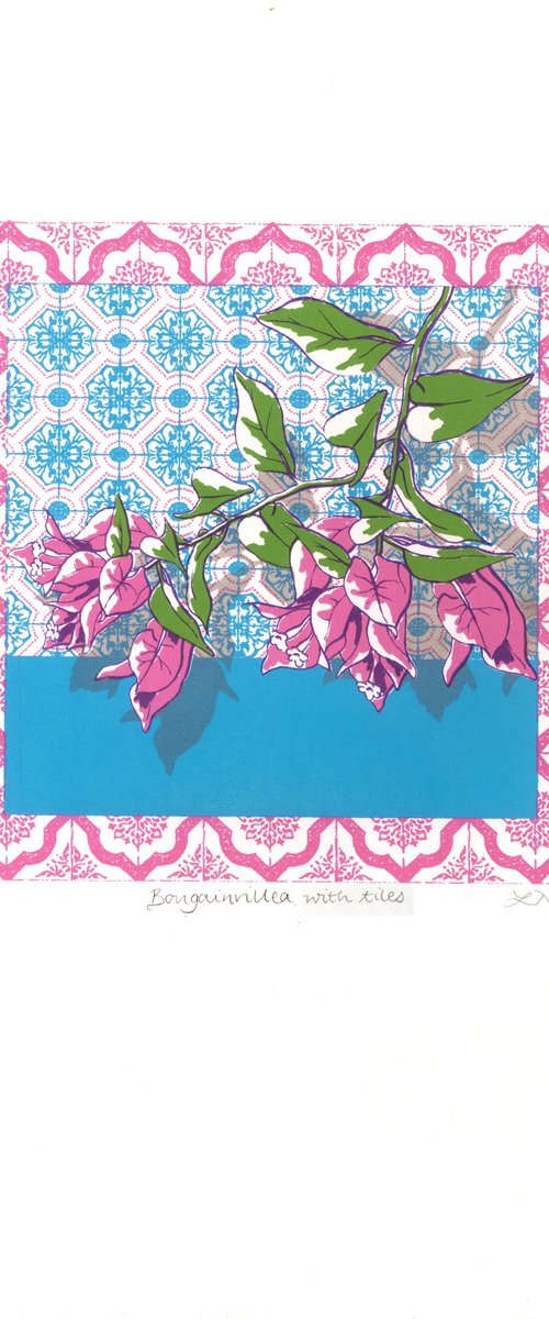 Bougainvillea with tiles by Louise Boulton