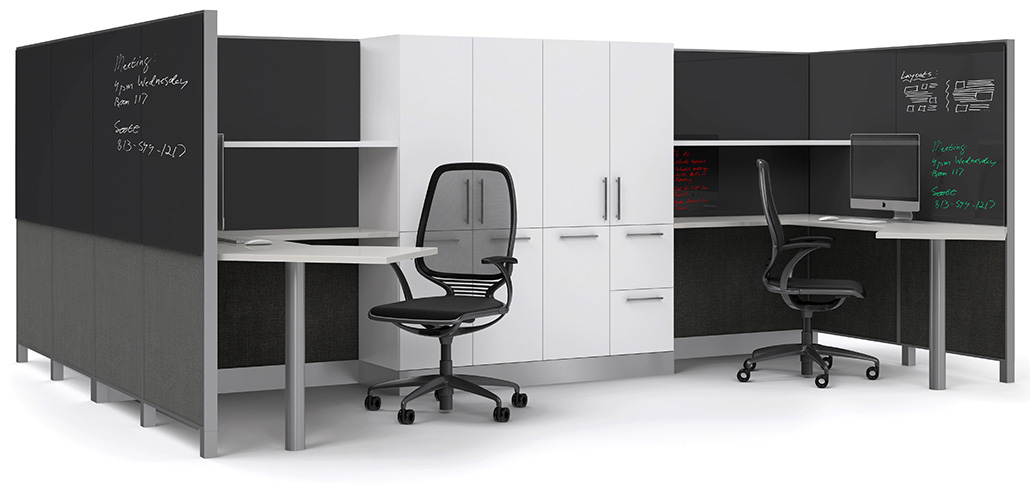 Clarus Adapt Black Glass in Office Cubicle