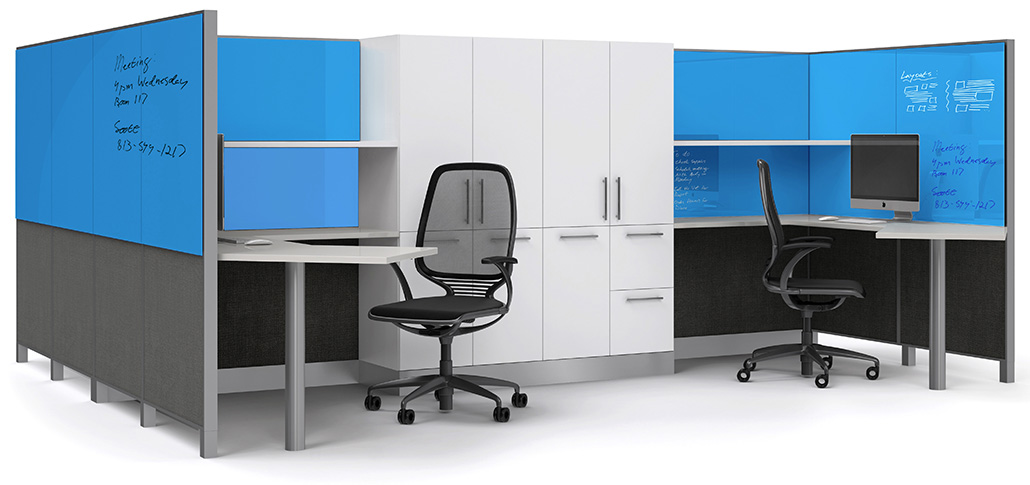 Clarus Adapt Blue Glass in Office Cubicle