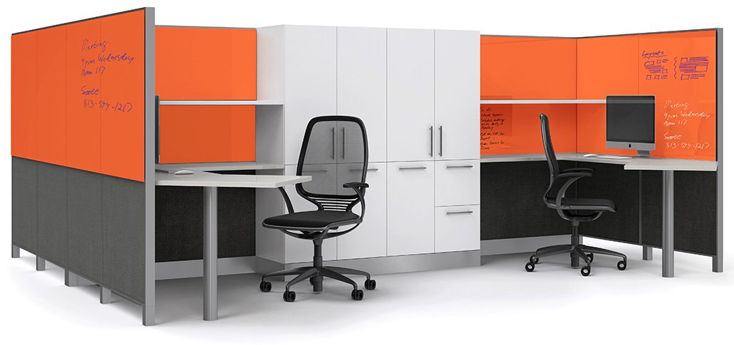 Clarus Adapt Orange Glass in Office Cubicle