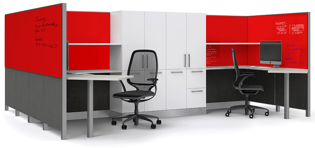 Clarus Adapt Red Glass in Office Cubicle