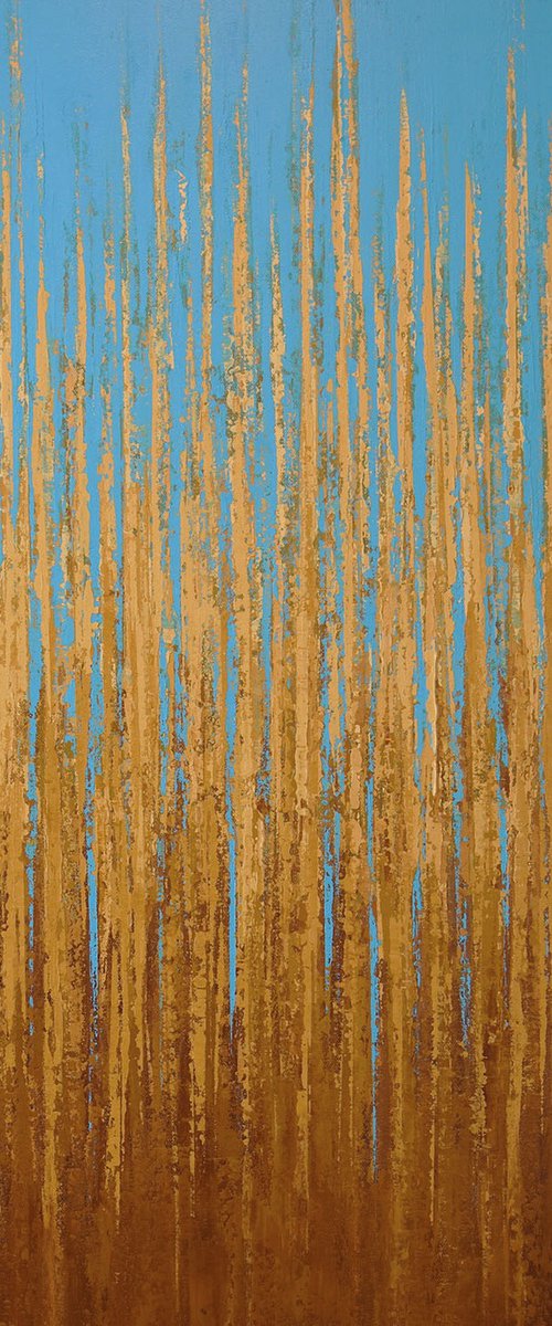 Gold Blue - Textured Field by Suzanne Vaughan