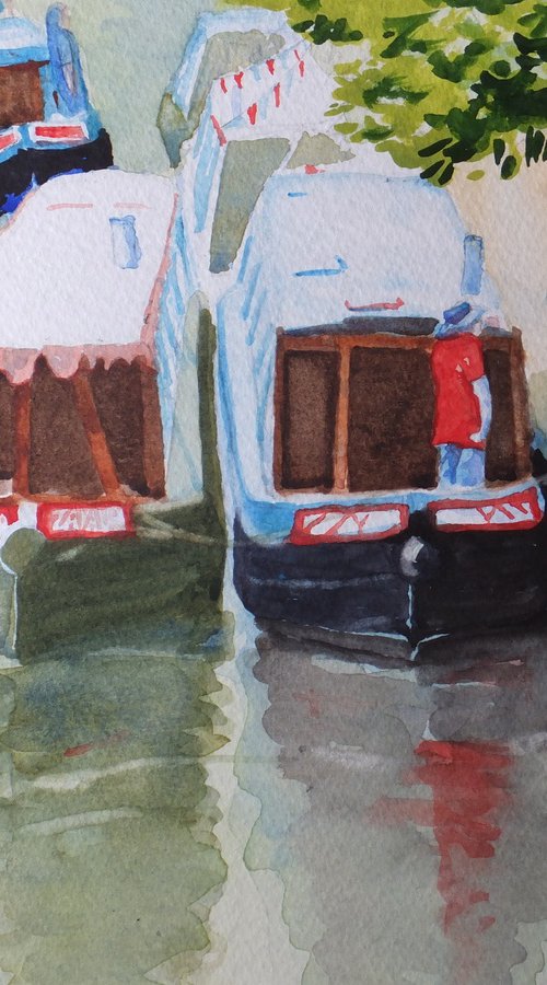 Barges on Basingstoke Canal by David Harmer